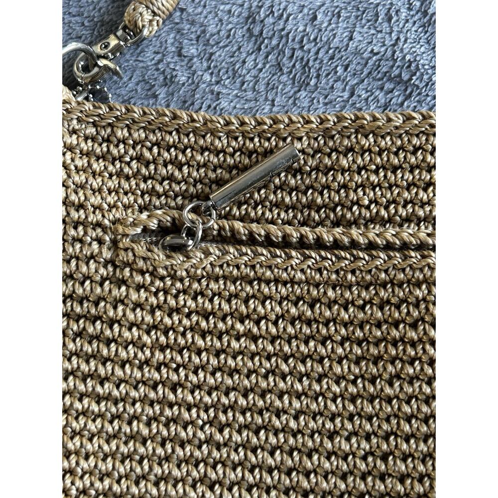 The Sak Lumi Crochet Crossbody Shoulder Bag - Tan/Beige Boho Eco Friendly 11"x9" - Picture 6 of 9